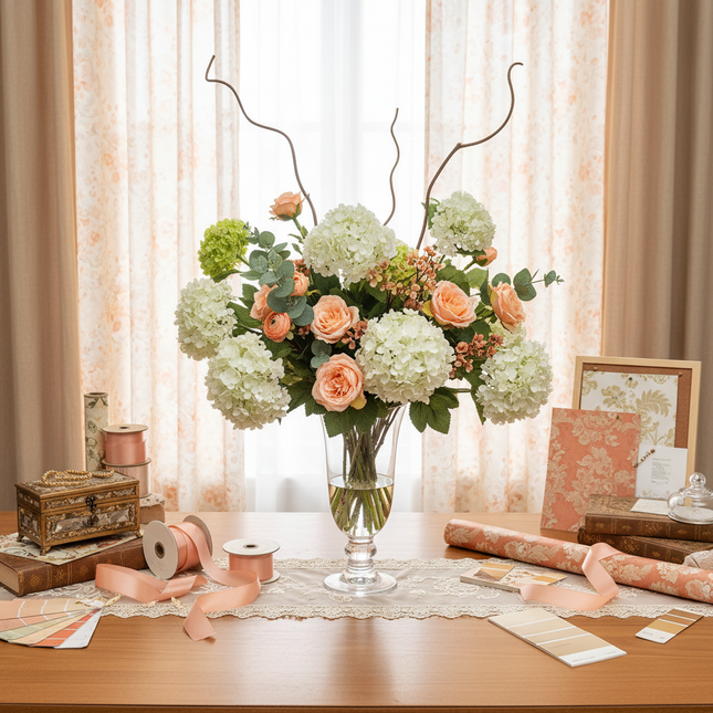 Peekaboo Studio Long Branches Hydrangea - Realistic Home Decor