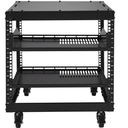 VEVOR 9U 4 Post Open Frame Server Rack - Adjustable Height & Durable D