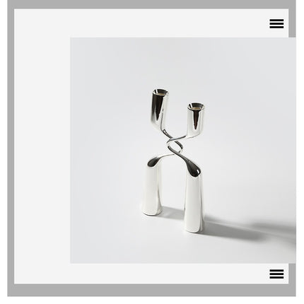 Modern Luxury Silver Metal Candle Holder Ornament For Home Decor