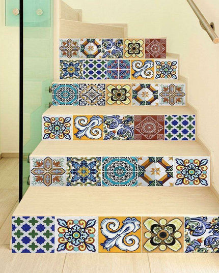Transform Your Stairs with Stylish Abstract Geometric Decals