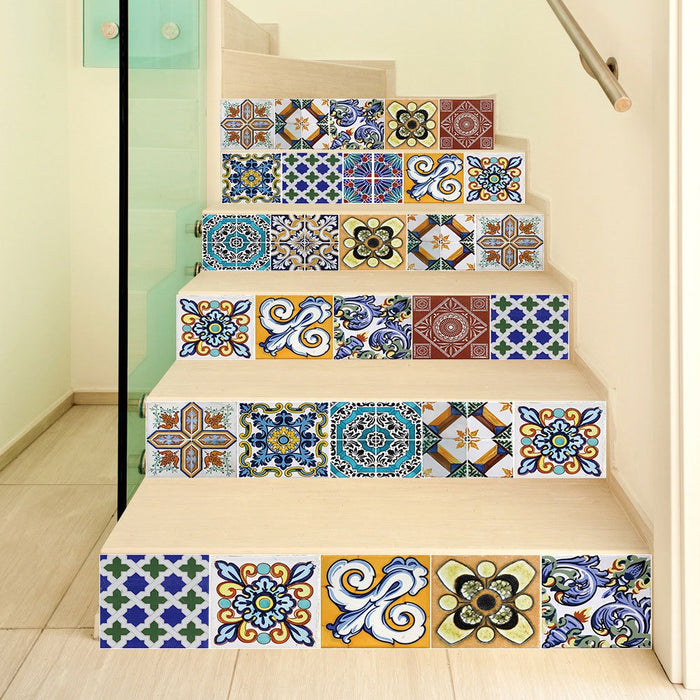 Abstract Geometric Stair Decal Set for Modern Home Decor