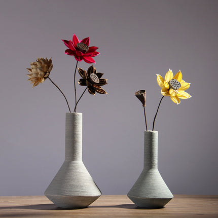 Hand Drawn White Porcelain Ceramic Vase Set For Minimalist Modern Home Decor