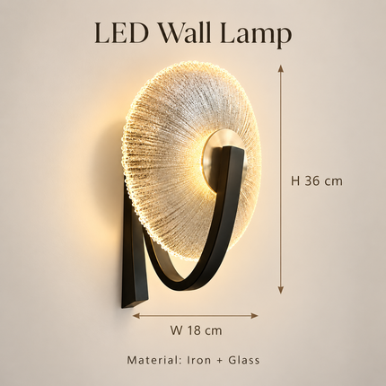 Gold & Black LED Wall Sconce with Clear Glass Shade - 3000K Warm Light