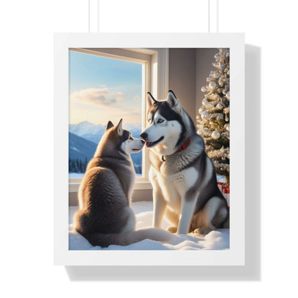 Sustainable Holiday Husky Vertical Wall Art Print