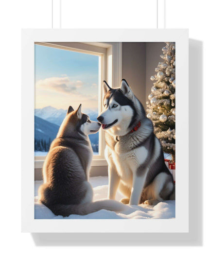 Sustainable Holiday Husky Vertical Wall Art Print