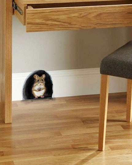 Whimsical Mouse Hole Wall Stickers: Enchant Your Living Space