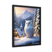 Elegant Winter Snow Owl Canvas Print Set in Stylish Black Wooden Frame
