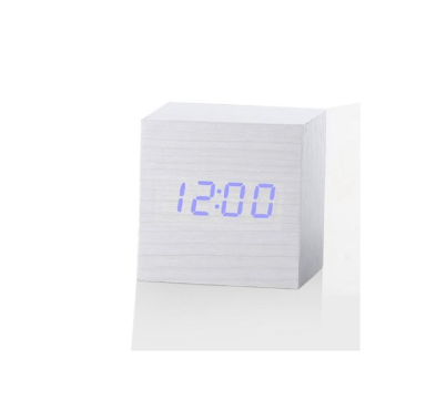 Voice-Activated LED Wood Grain Clock with Temperature Display