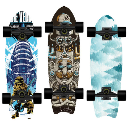 Single Warped Brush Street Board Fishtail Skateboard Maple Deck