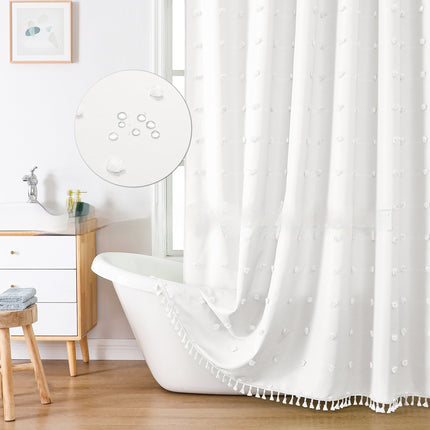 Polyester Hydrangea Cut Shower Curtain - Solid Color Modern Style