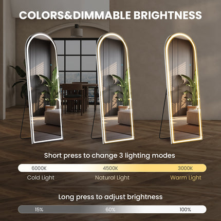 Room & Decor 63" LED Lighted Floor Mirror - 3 Color Options, Stand Inc