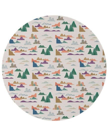 Cloudscape Round Rug - Colorful and Lively Design, High-Quality Polyester Chenille - 60" x 60"