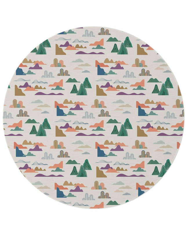 Cloudscape Round Rug - Colorful and Lively Design, High-Quality Polyester Chenille - 60" x 60"