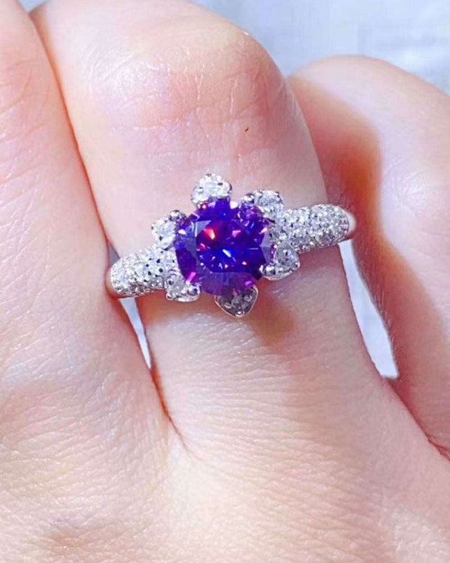 Timeless Radiance: 1 Carat Lab-Grown Diamond Ring with Moissanite and Zircon Accents