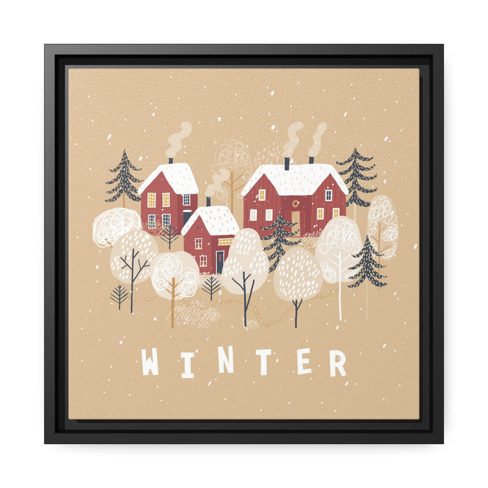 Elegant Winter Matte Canvas Art with Sustainable Black Pinewood Frame - Home Decor Masterpiece