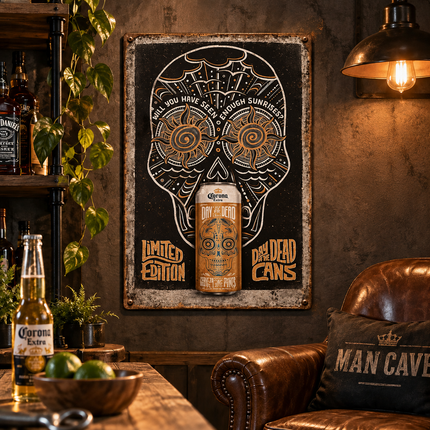 Vintage Beer Emblem Metal Wall Art — Retro Home Bar, Garage & Man Cave Sign