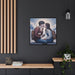 Elegant Black Pinewood Framed Valentine Canvas Print Set