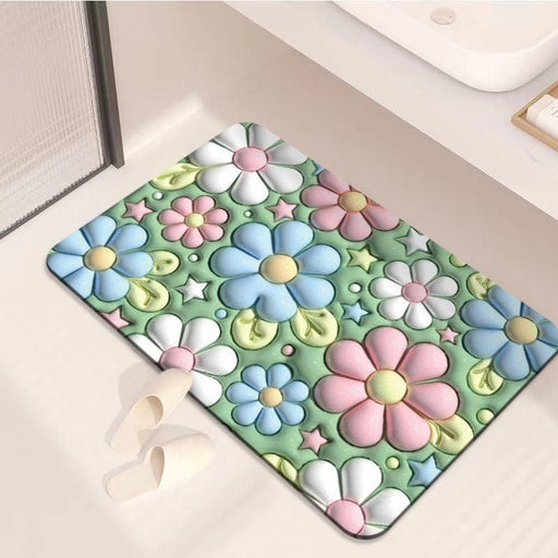 3D Door Mat Expansion Small Flower Soft Diatom Mud Absorbent Carpet Bathroom Toilet Toilet Non-Slip Rug Kitchen Mats For Floor eprolo