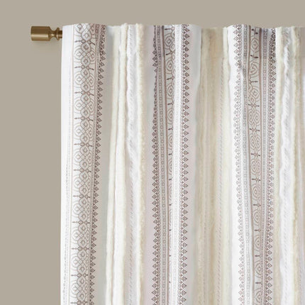 Room & Decor Tufted Stripe Printed Curtain Panel, Lined, 50x95