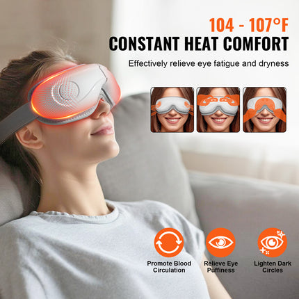 VEVOR Heated Eye Massager - 5 Modes, Bluetooth Music, Foldable Design