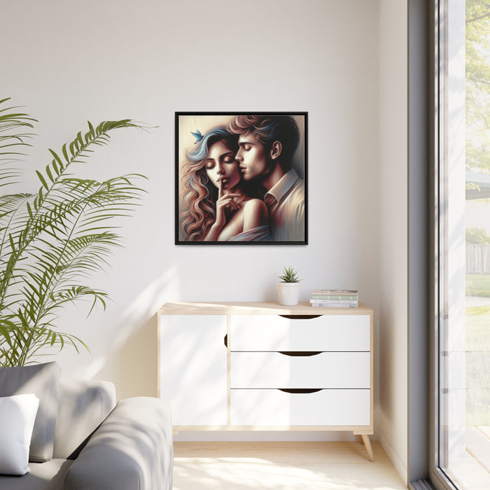 Whispering Elegance - Sustainable Matte Canvas Print in Black Pinewood Frame