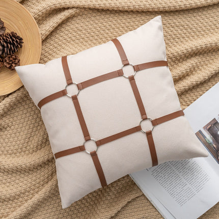 Creative Leather Stitching Sofa Cushion Cover