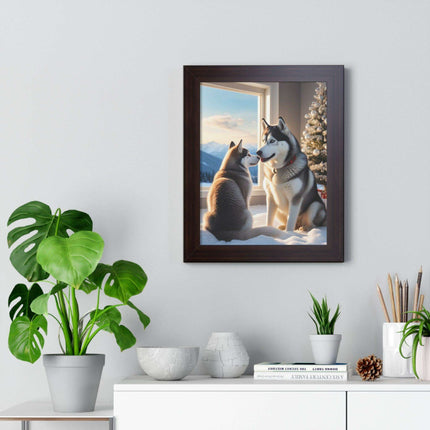 Sustainable Holiday Husky Vertical Wall Art Print