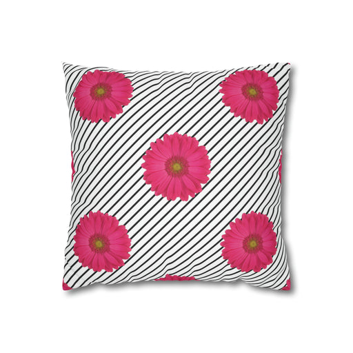 Blooming Pink Daisy Floral Accent Pillow Cover
