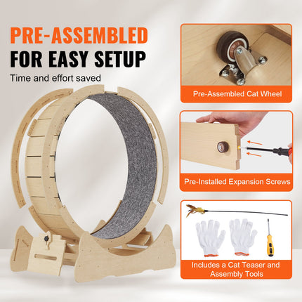 Peekaboo Studio Cat Exercise Wheel - 43.3" Treadmill for Indoor Cats,