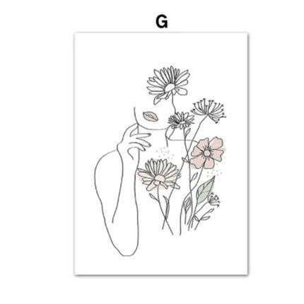 Abstract Line Face Female Minimalist Wall Mural