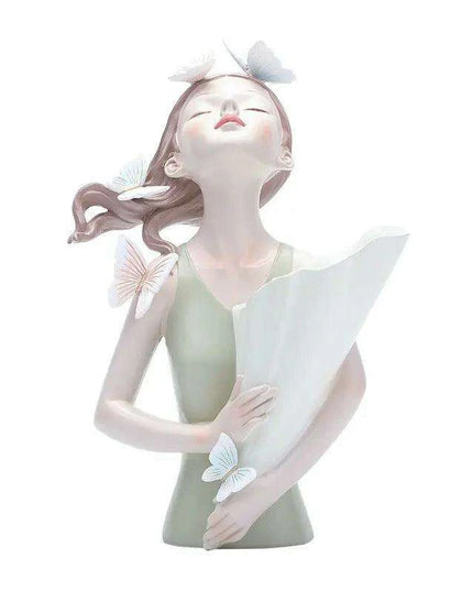 Nordic Elegance Butterfly Maiden Resin Vase - Chic Decorative Accent for Your Home