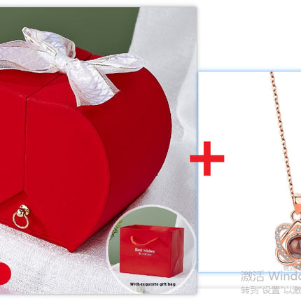 Peekaboo Studio Apple Rose Jewelry Box - Elegant Necklace & Ring Holde