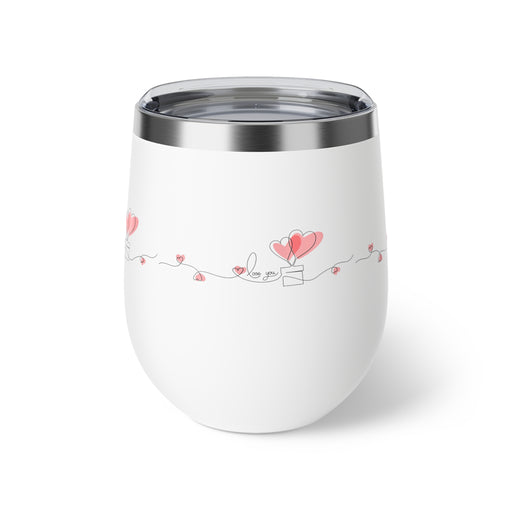 Valentine Love Text 12oz Copper Vacuum Insulated Cup - Keep Drinks Perfectly Temped