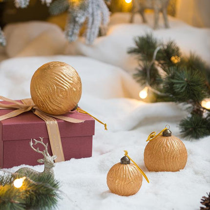Room & Decor Set of 6 Gold Glass Christmas Ball Ornaments - 3.9" Decor