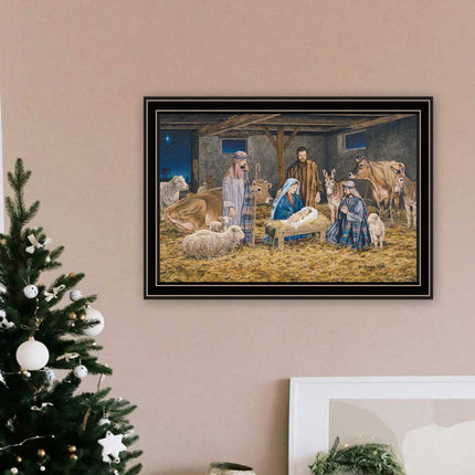Bonnie Mohr Nativity Wall Art - Black Framed Print for Home Decor