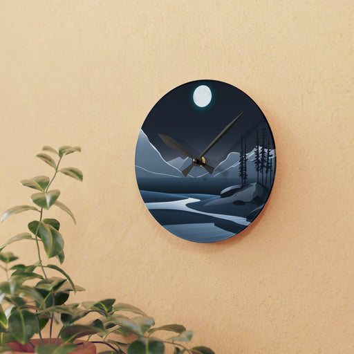 Vibrant Acrylic Wall Clocks with Mountain Landscape Designs - Round and Square Shapes, Various Sizes