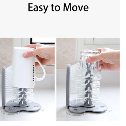 Double Head Suction Cup Wall Mounted Cleaning Brush for Glass and Kitchen