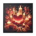 Sleek Black Pine Framed Valentine Night Canvas Art