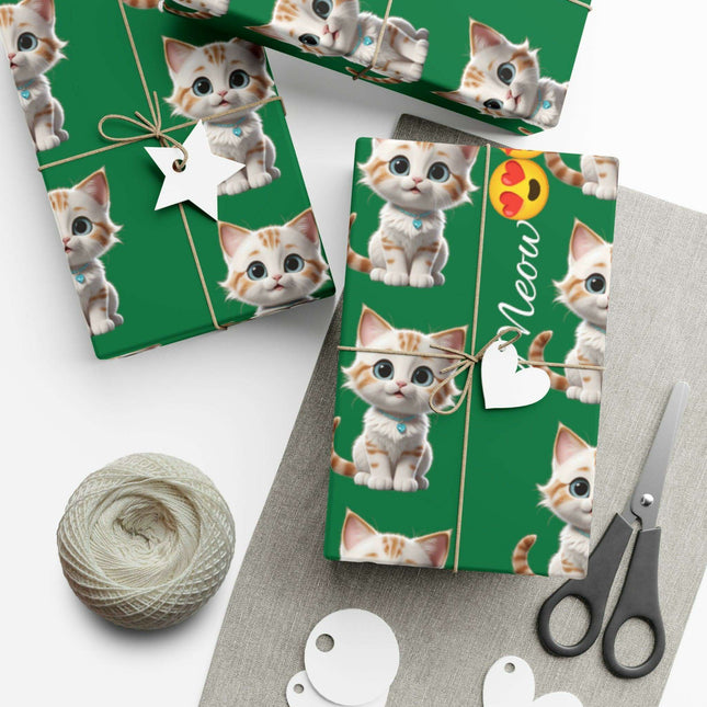 Eco-Friendly Cat Lover's Gift Wrap in Elegant Matte & Satin Finishes