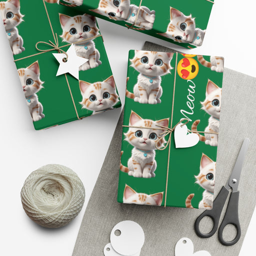 Meow Cat Christmas Gift Wrap Paper - Stylish Eco-Friendly Feline Holiday Wrapping