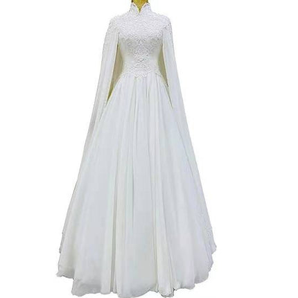 Peekaboo Studio Lace Slim Long Sleeve Fishtail Wedding Dress with Trai
