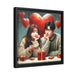 Elegant Black Wood Frame Love Couple Canvas Print