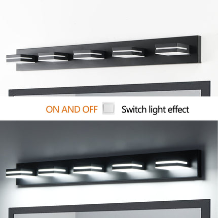 Room and Decor Modern Black LED Vanity Light, 5-Light, Energy Efficien