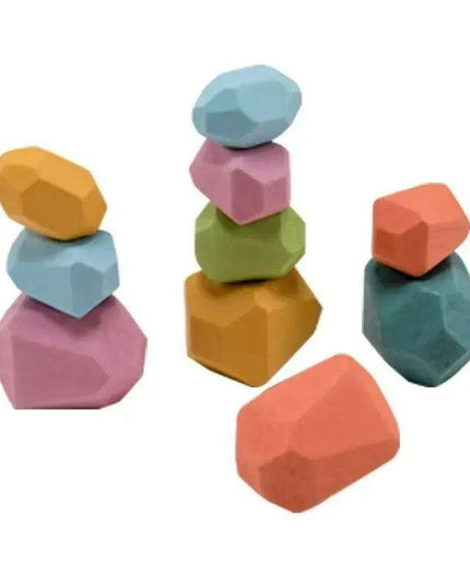 Colorful Wooden Building Blocks Kit for Creative Learning and Logical Development