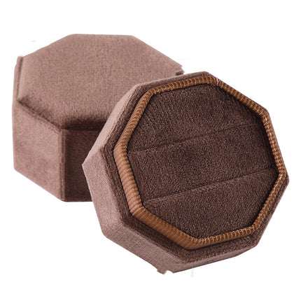 Octagon Ring Box Flannel Cloth Cloth Italian Velvet Pair Ring Jewelry