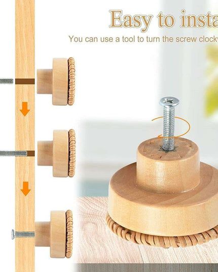 Natural Elegance Handcrafted Rattan Drawer Pulls - Circular Artisan Handles for Stylish Home Accents