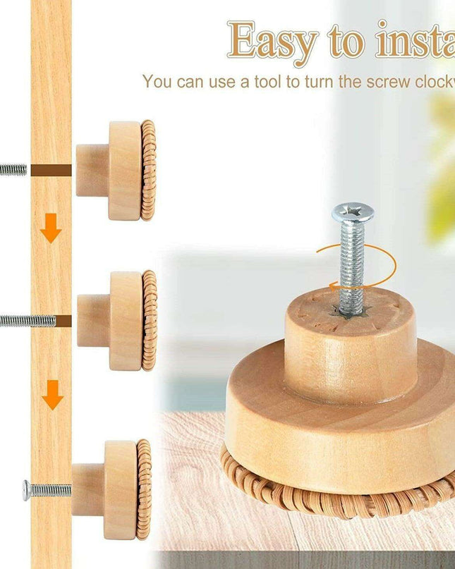 Natural Elegance Handcrafted Rattan Drawer Pulls - Circular Artisan Handles for Stylish Home Accents