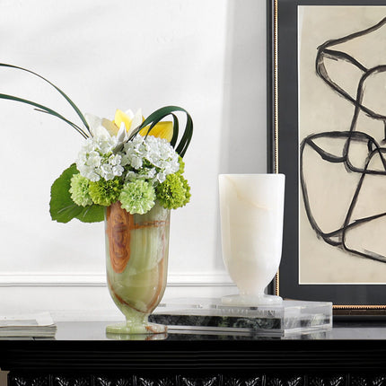 Marble Vase With Ancient Qing Jade Design In New Chinese Style Living Room Decor