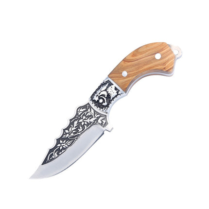 Embossed Carved Mongolian Knife Tibetan Handcraft Meat Knife Retro Chrome