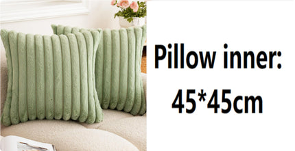 Rabbit Fur Solid Color Vertical Bar Plush Square Cushion Cover